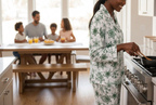 Kitchen scene revised for deeper forest-green snowflakes and stronger print definition