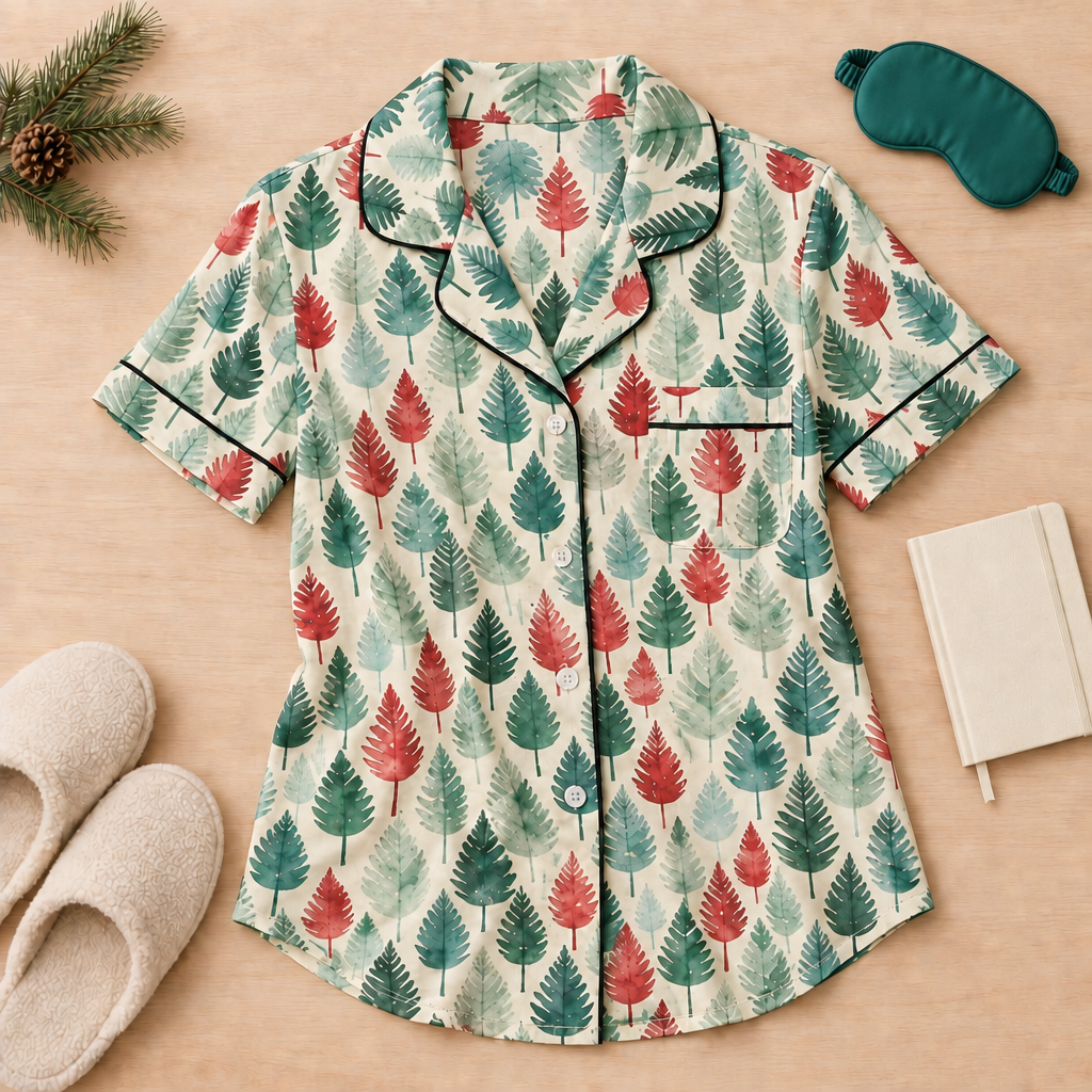 Leafy Dreams top with richer teal sleep mask