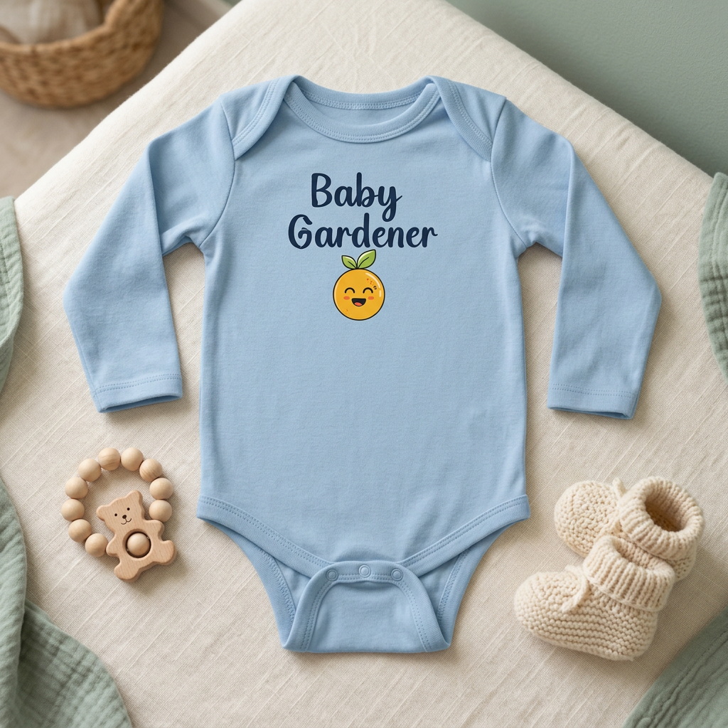 Light blue onesie with baby accessories