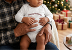 New baby boy in White, Christmas tree setting