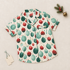 Pajama top flat-lay with curved hem