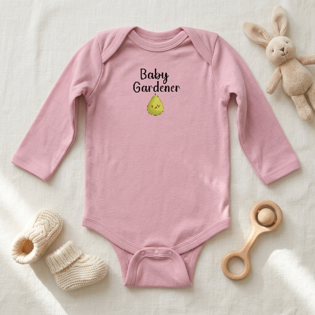 Pink Pear onesie accessory flat lay