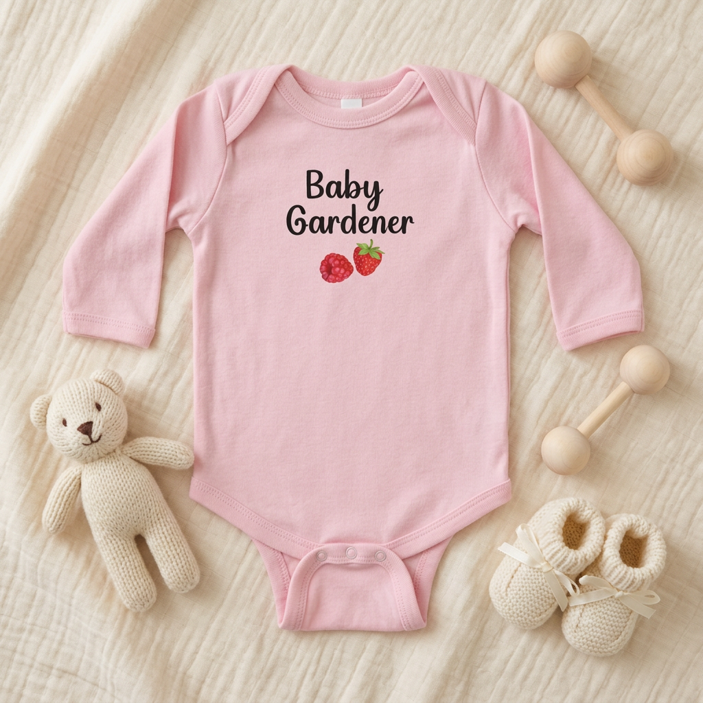 Pink Raspberry onesie styled flat lay