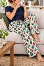 Sofa tea scene with cranberry slippers