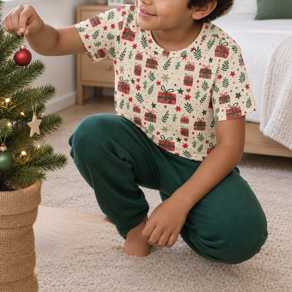 Spot 13 small tree decorating scene with the larger present print