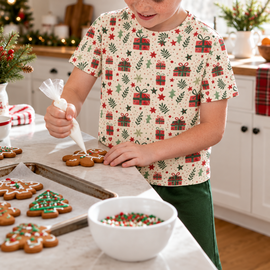 Spot 5 cookie decorating scene with the larger present print