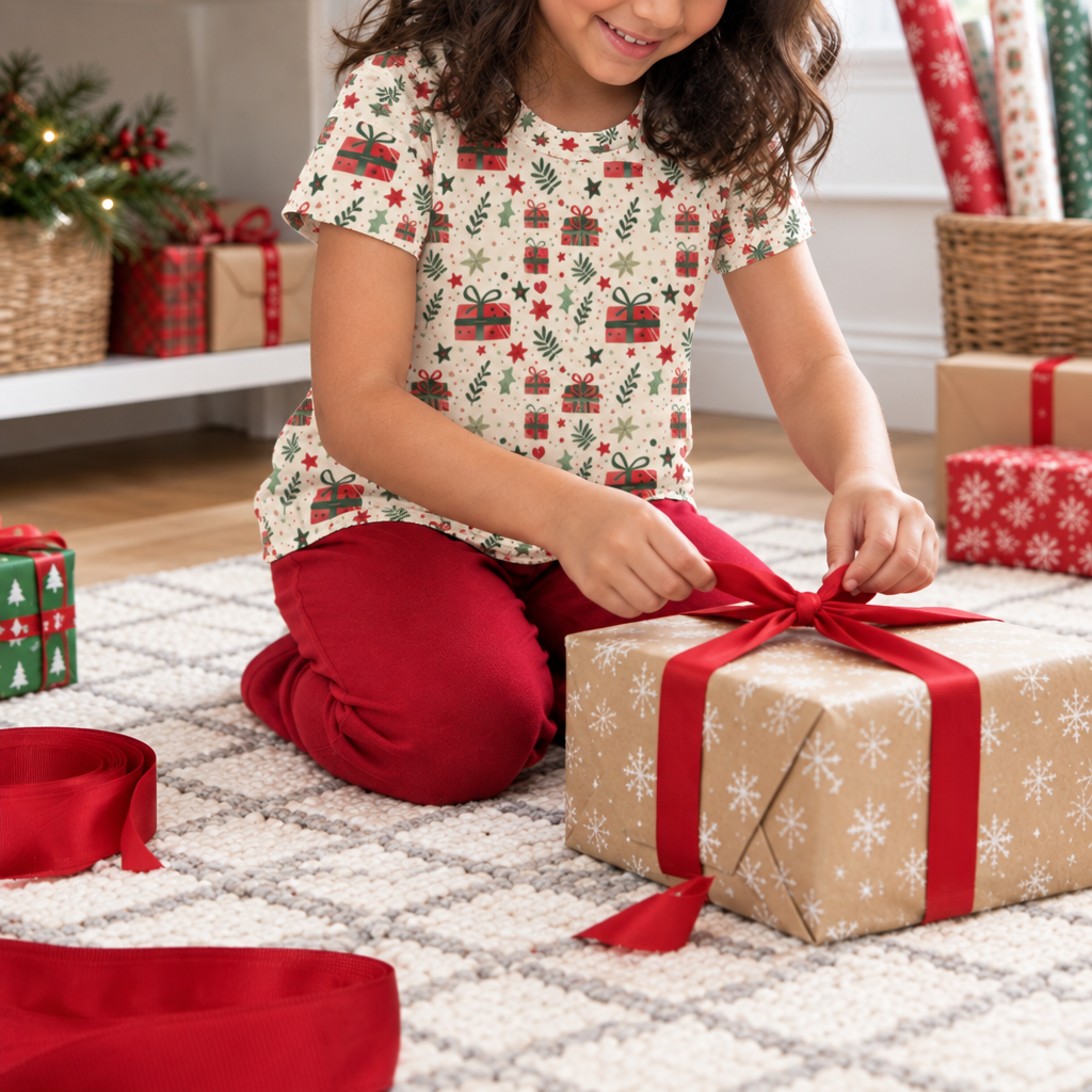Spot 6 gift wrapping scene with the larger present print