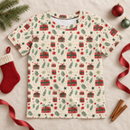 Spot 7 stocking and ornaments flat lay with the larger present print