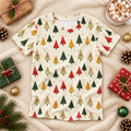 Spring Christmas kids top with a soft, natural fabric drape